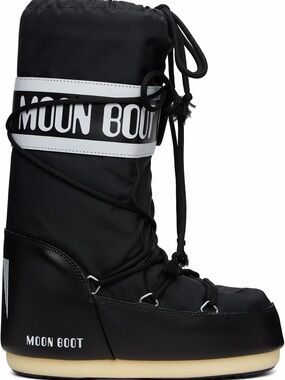 Moon Boot Black and White Women's Winter Lace-Up Boot